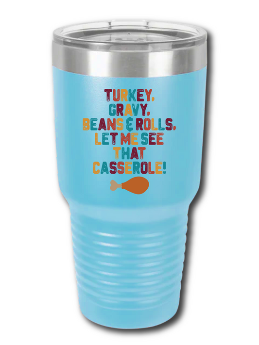 Turkey, Gravy, Beans & Rolls.  Let Me See That Casserole! - UV TUMBLER